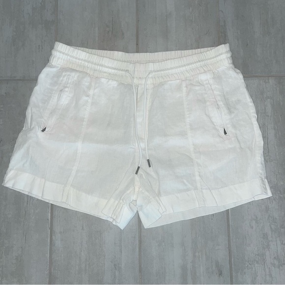 Athleta Pants - Athleta Womens 100% Linen Shorts, Size 14, White
